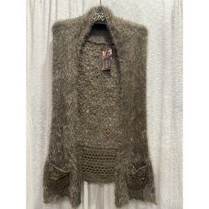 Sacred Threads Bohemian Brown Open Front Vest 100% Rayon Size M/L ( runs small)